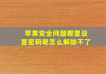 苹果安全问题哪里设置密码呢怎么解除不了