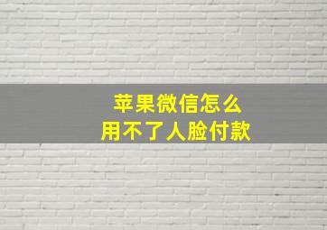 苹果微信怎么用不了人脸付款