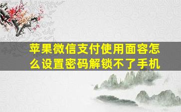 苹果微信支付使用面容怎么设置密码解锁不了手机