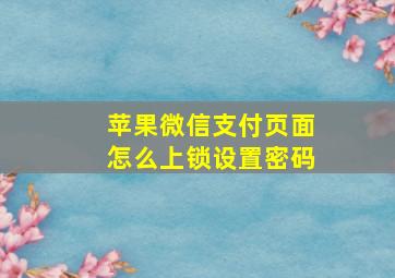 苹果微信支付页面怎么上锁设置密码