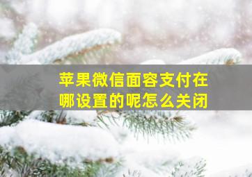 苹果微信面容支付在哪设置的呢怎么关闭