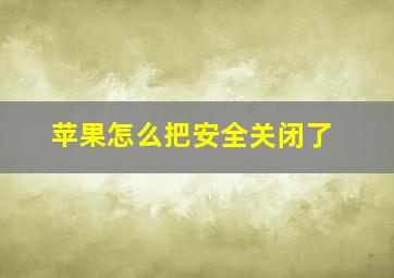 苹果怎么把安全关闭了