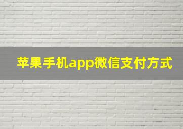 苹果手机app微信支付方式