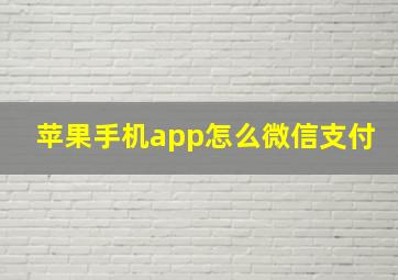 苹果手机app怎么微信支付