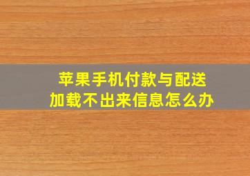 苹果手机付款与配送加载不出来信息怎么办