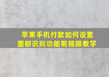 苹果手机付款如何设置面部识别功能呢视频教学