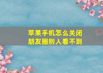 苹果手机怎么关闭朋友圈别人看不到