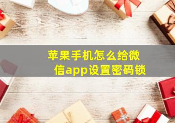 苹果手机怎么给微信app设置密码锁