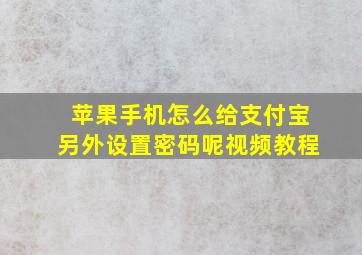 苹果手机怎么给支付宝另外设置密码呢视频教程