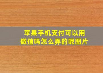 苹果手机支付可以用微信吗怎么弄的呢图片