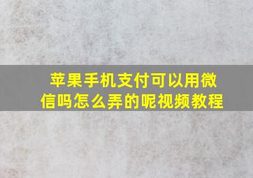 苹果手机支付可以用微信吗怎么弄的呢视频教程