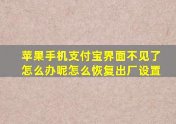 苹果手机支付宝界面不见了怎么办呢怎么恢复出厂设置