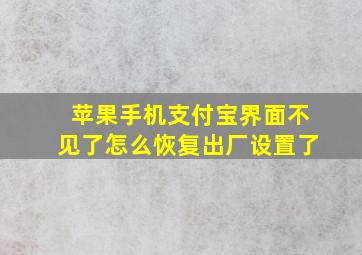 苹果手机支付宝界面不见了怎么恢复出厂设置了