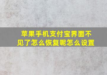 苹果手机支付宝界面不见了怎么恢复呢怎么设置