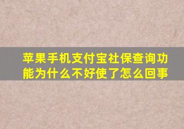 苹果手机支付宝社保查询功能为什么不好使了怎么回事