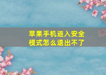 苹果手机进入安全模式怎么退出不了