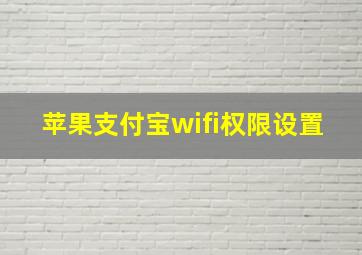 苹果支付宝wifi权限设置