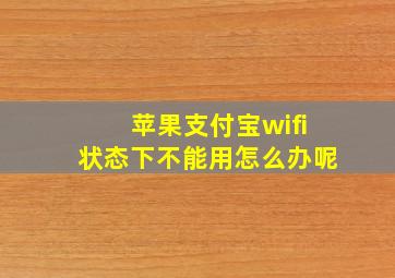 苹果支付宝wifi状态下不能用怎么办呢