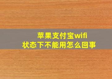 苹果支付宝wifi状态下不能用怎么回事