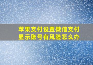 苹果支付设置微信支付显示账号有风险怎么办