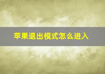 苹果退出模式怎么进入