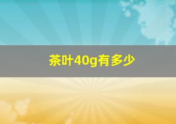 茶叶40g有多少