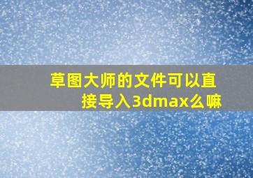 草图大师的文件可以直接导入3dmax么嘛