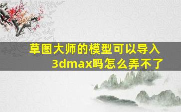 草图大师的模型可以导入3dmax吗怎么弄不了