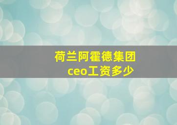 荷兰阿霍德集团ceo工资多少