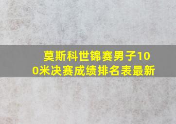 莫斯科世锦赛男子100米决赛成绩排名表最新