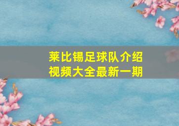 莱比锡足球队介绍视频大全最新一期