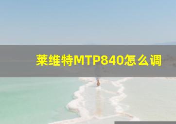 莱维特MTP840怎么调