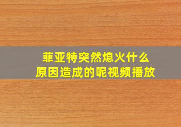 菲亚特突然熄火什么原因造成的呢视频播放