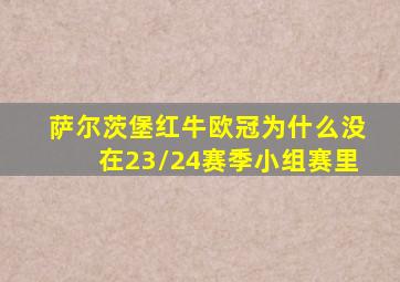 萨尔茨堡红牛欧冠为什么没在23/24赛季小组赛里