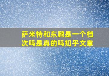 萨米特和东鹏是一个档次吗是真的吗知乎文章