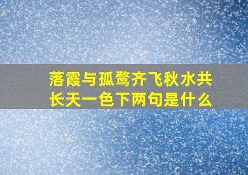 落霞与孤鹜齐飞秋水共长天一色下两句是什么