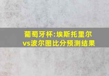 葡萄牙杯:埃斯托里尔vs波尔图比分预测结果