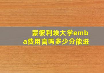 蒙彼利埃大学emba费用高吗多少分能进