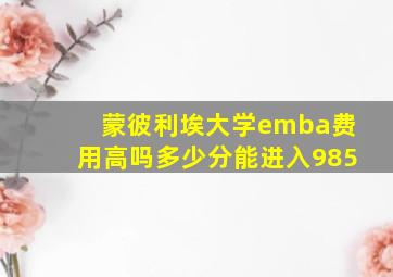 蒙彼利埃大学emba费用高吗多少分能进入985