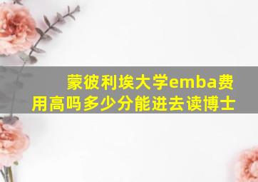 蒙彼利埃大学emba费用高吗多少分能进去读博士