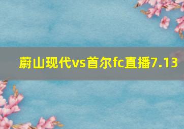 蔚山现代vs首尔fc直播7.13