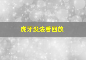 虎牙没法看回放