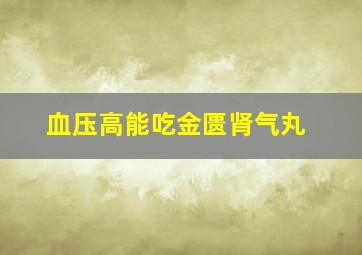 血压高能吃金匮肾气丸