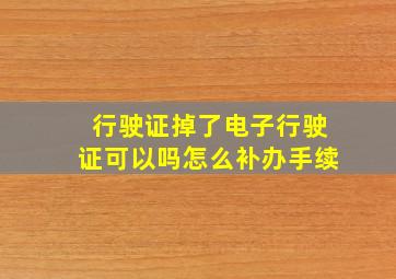 行驶证掉了电子行驶证可以吗怎么补办手续