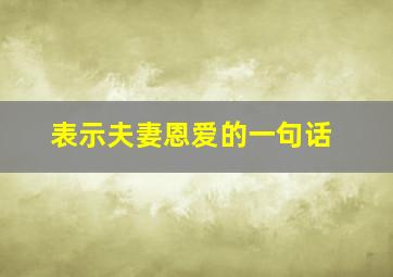 表示夫妻恩爱的一句话