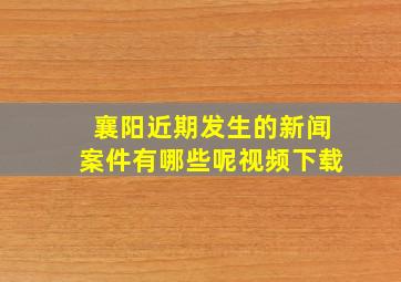 襄阳近期发生的新闻案件有哪些呢视频下载