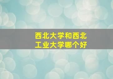 西北大学和西北工业大学哪个好