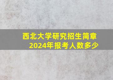 西北大学研究招生简章2024年报考人数多少