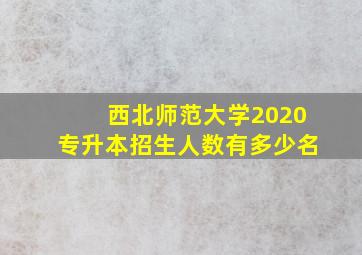 西北师范大学2020专升本招生人数有多少名