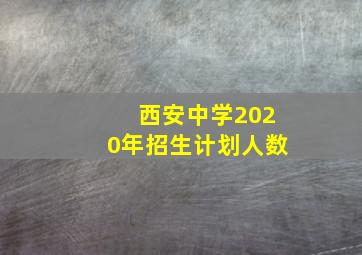 西安中学2020年招生计划人数